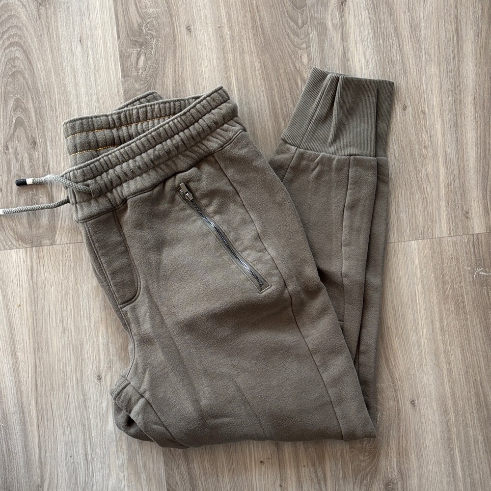 Kids Olive-Gray Jogger Sweatpants with Zipper Pocket